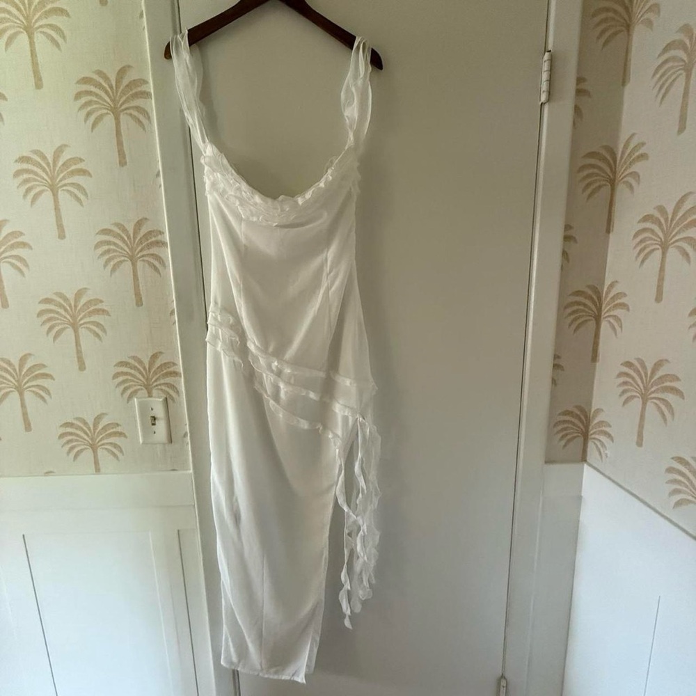 Peppermayo White Asymmetric Maxi Dress